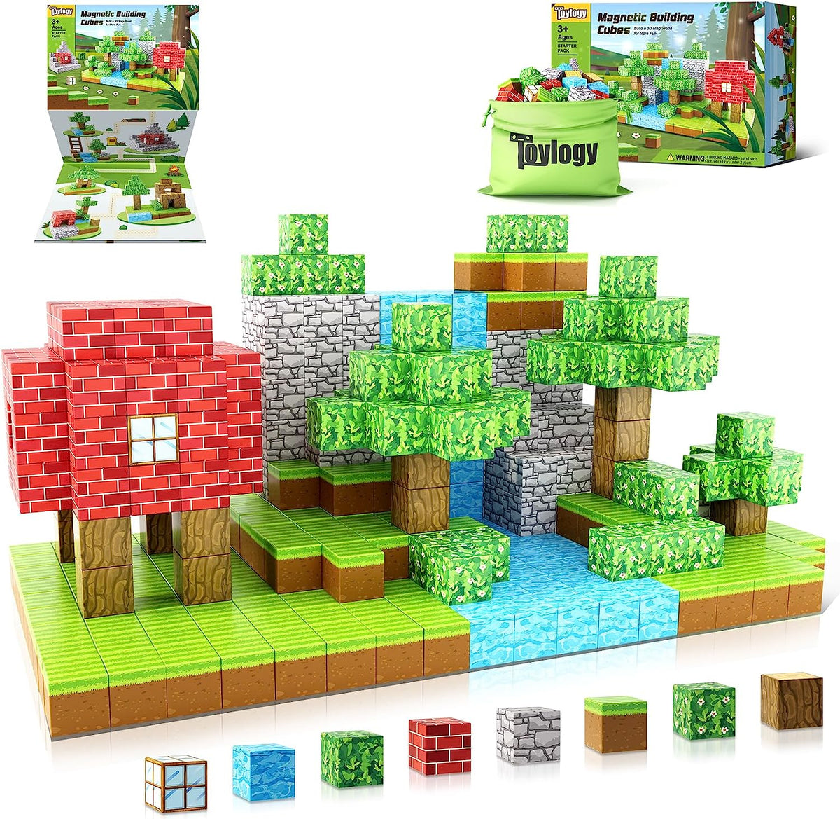 Printable Mine Block Set of 6 DIY Building Blocks Gifts 