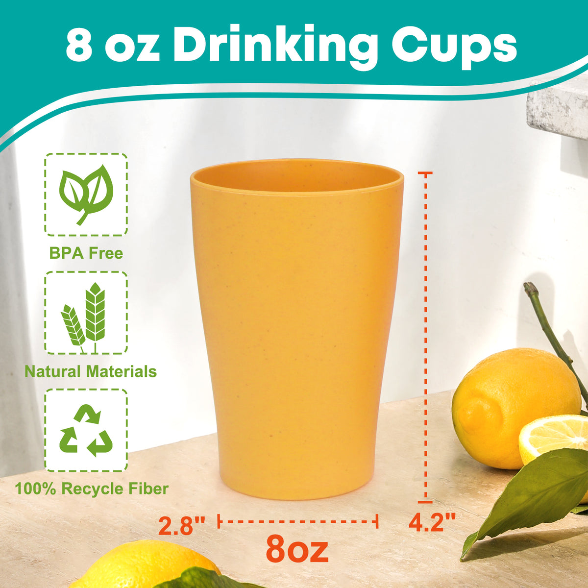 Roucerlin 5PCS Big 20OZ Wheat Straw Cup, Unbreakable Reusable