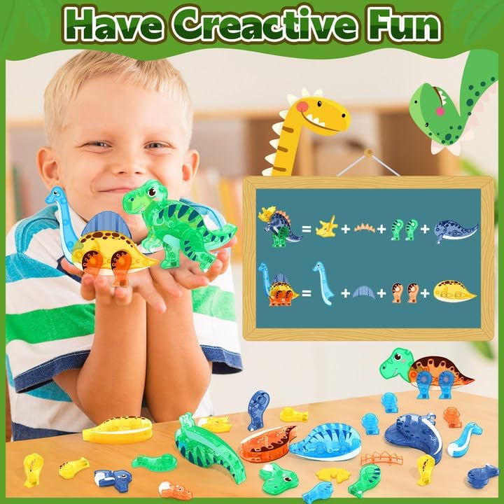 Magworld® Dinosaur Toys Magnetic Tiles 3D Movable Dinos for Kids