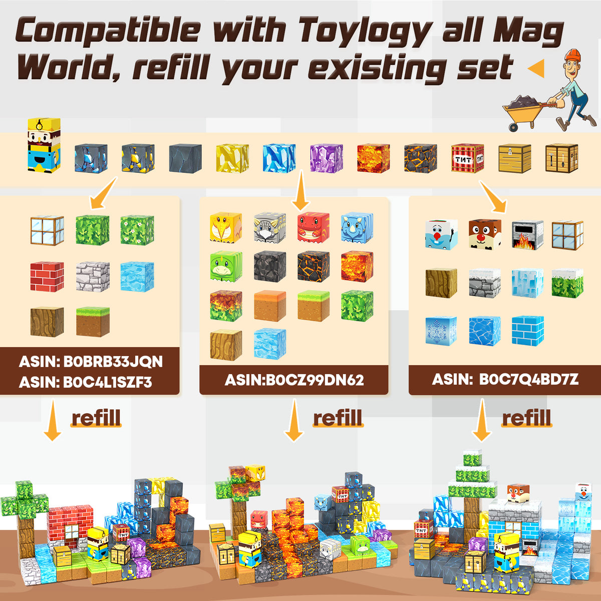 Magnetic Blocks-Build Mine Magnet World® Edition Mine Pickaxe