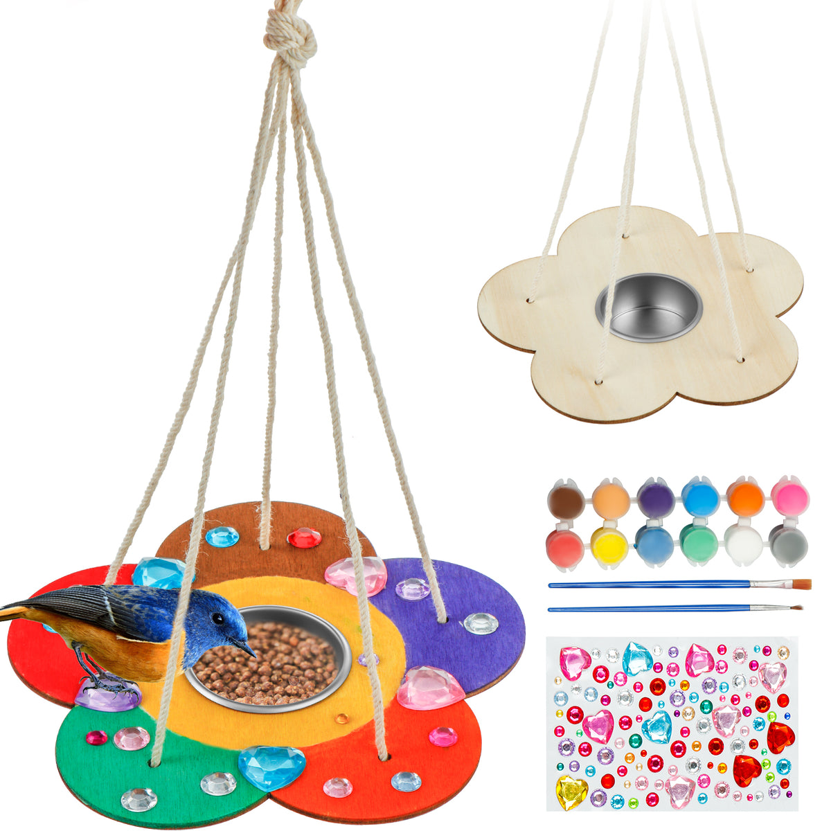 Kids Arts and Crafts 4-Pack Bird Feeders for Outdoor, DIY Wooden Paint –  Soyeeglobal