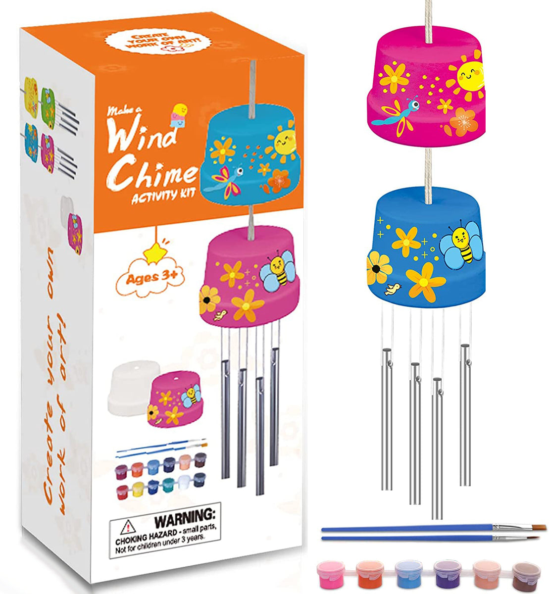 Wind Chime Kit Art and Craft DIY Wind Powered Musical Chime Painting Kit 2  Pack