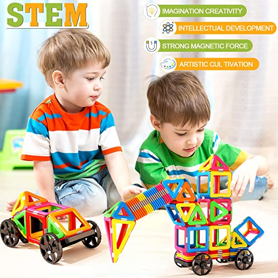 Magnetic Tiles with Cars Magnetic Toys for 8+ Year Old