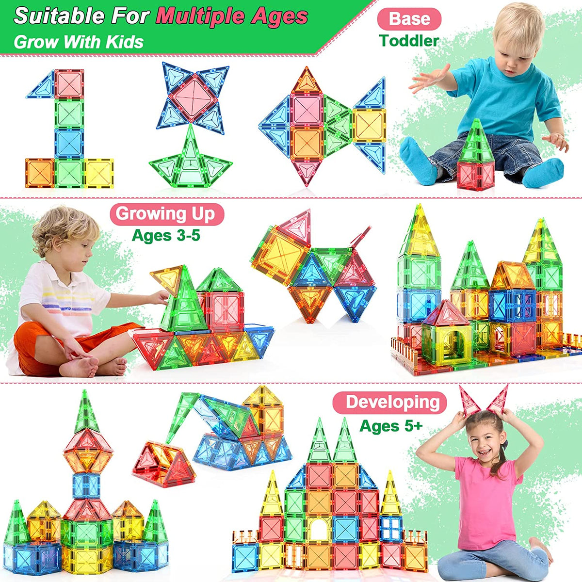 Diamond Magnetic Tiles Toys & Birthday Gifts for 3 4 5 6 7 8+ Year Old –  Soyeeglobal