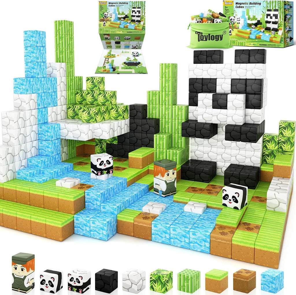 Magnetic Blocks-Build Mine Magnet World Panda Edition 70 Pieces