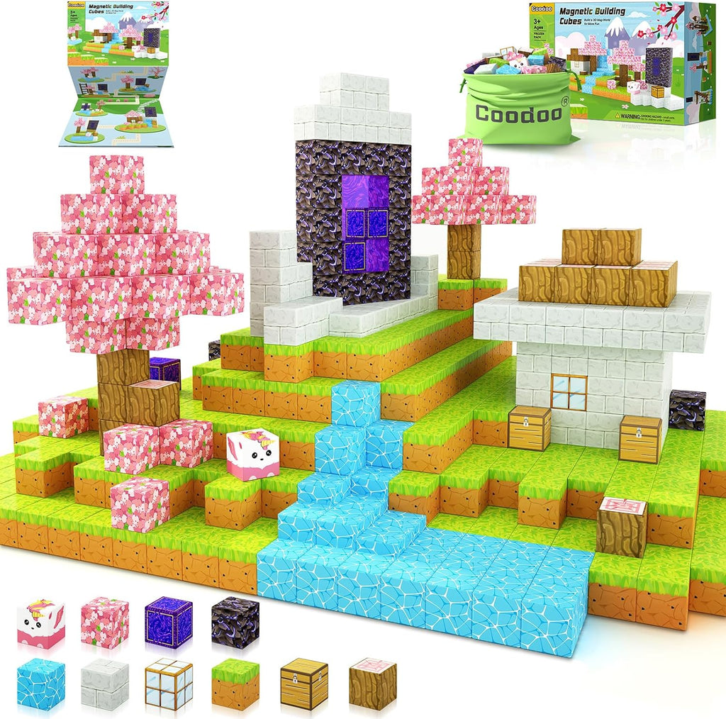 Magnetic Blocks - Build Mine Magnet World Cherry Blossom Set