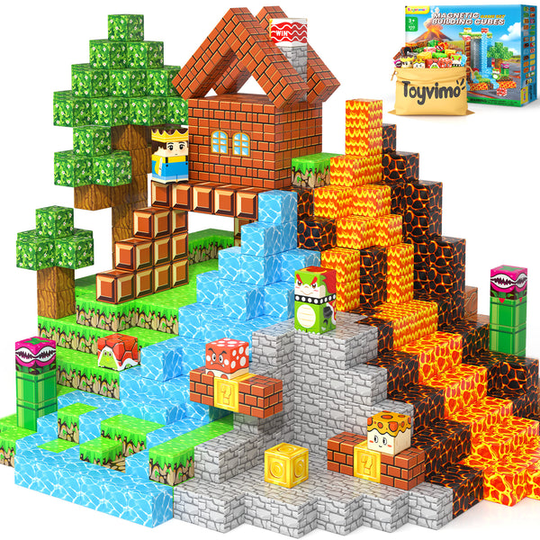 100PCS Magnetic Blocks Magnetic Building Blocks Sensory Toys for Kids Ages 3-5 6-8 8-12 Kids Game Toys for 3+ Year Old Boys & Girls, 3 4 5 6 7 8 9 10 Year Old Boy Birthday Gift