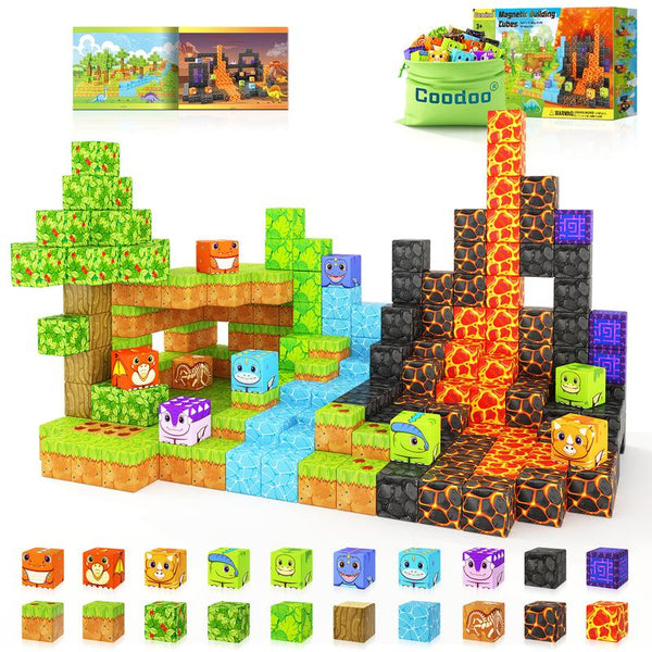 Christmas Gift Holiday Haul Deal Coodoo Dinosaur Magnetic Blocks 84 Pieces Creative Jurassic Scenes Kids Outdoor Play Christmas Gift