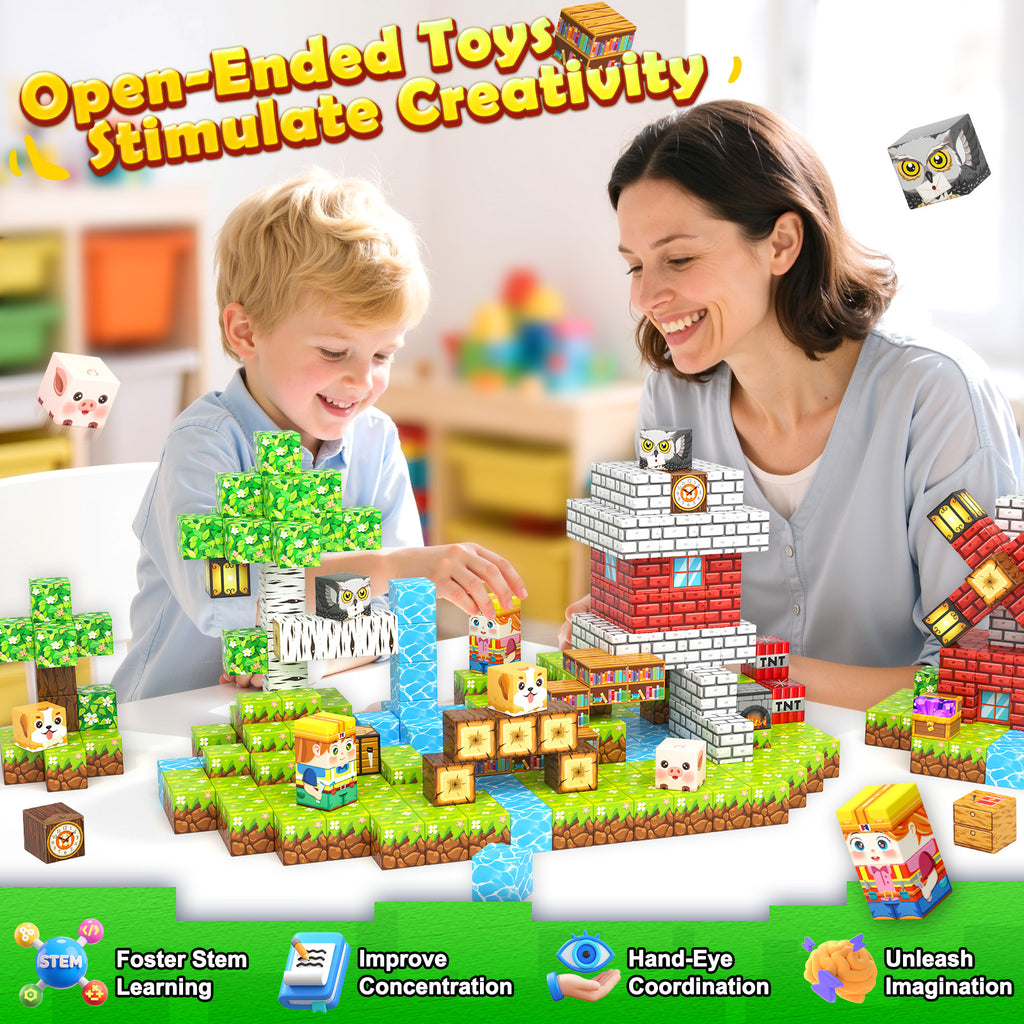 Magnetic Blocks - Mine Magnet World Building Toys for Kids Ages 5-7 6 ...