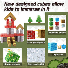 Magnetic Blocks-Build Mine Magnet World® Set, Magnetic Toys for Boys & Girls Age 3-4 4-5 6-8, STEM Montessori Sensory Toys for Toddlers Gifts for 3+ Years Old Girls Boys, Fidget Cubes Construction Toys