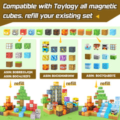 Dinosaur Toys Magnetic Blocks-Build Mine Magnet World® Volcano Edition Kids Toys for 3+ Year Old Boys and Girls Building Blocks Toddler Toys Games Through Jurassic Learning Sensory Toys Gifts