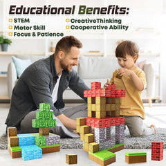 Magnetic Blocks-Build Mine Magnet World® Set, Magnetic Toys for Boys & Girls Age 3-4 4-5 6-8, STEM Montessori Sensory Toys for Toddlers Gifts for 3+ Years Old Girls Boys, Fidget Cubes Construction Toys