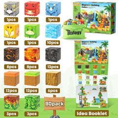 Dinosaur Toys Magnetic Blocks-Build Mine Magnet World® Volcano Edition Kids Toys for 3+ Year Old Boys and Girls Building Blocks Toddler Toys Games Through Jurassic Learning Sensory Toys Gifts