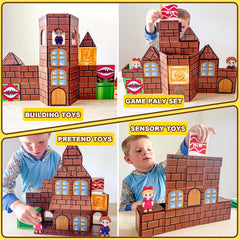 Magnetic Tiles Kids Games Toys Castle Adventure Magnetic Building Blocks Doll House Toys Construction Magnet Pretend Play Set for Boys & Girls 3-12 Year Old Christmas Birthday Gifts for Boys