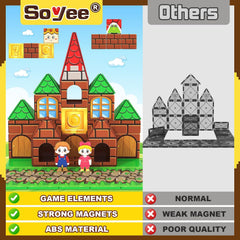 Magnetic Tiles Kids Games Toys Castle Adventure Magnetic Building Blocks Doll House Toys Construction Magnet Pretend Play Set for Boys & Girls 3-12 Year Old Christmas Birthday Gifts for Boys