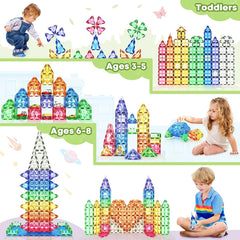 Kids Toys Magnetic Tiles Toys for 3 Year Old Boys Girls STEM Learning Toy Magnetic Building Blocks Toys for Boys & Girls Ages 3-5 4-8 Birthday Kids Gifts