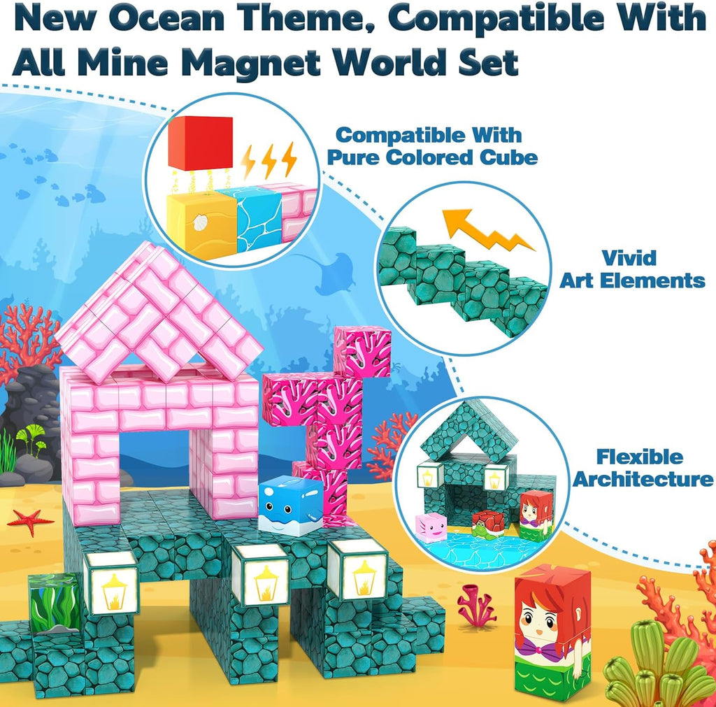IGIVI Magnetic Blocks - Build Mine Magnet World® Ocean Set, Magnets Bu ...