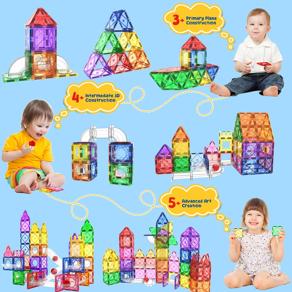 Magworld® Magnetic Tiles Kids Toys Marble Run STEM Magnet Toys for Tod ...