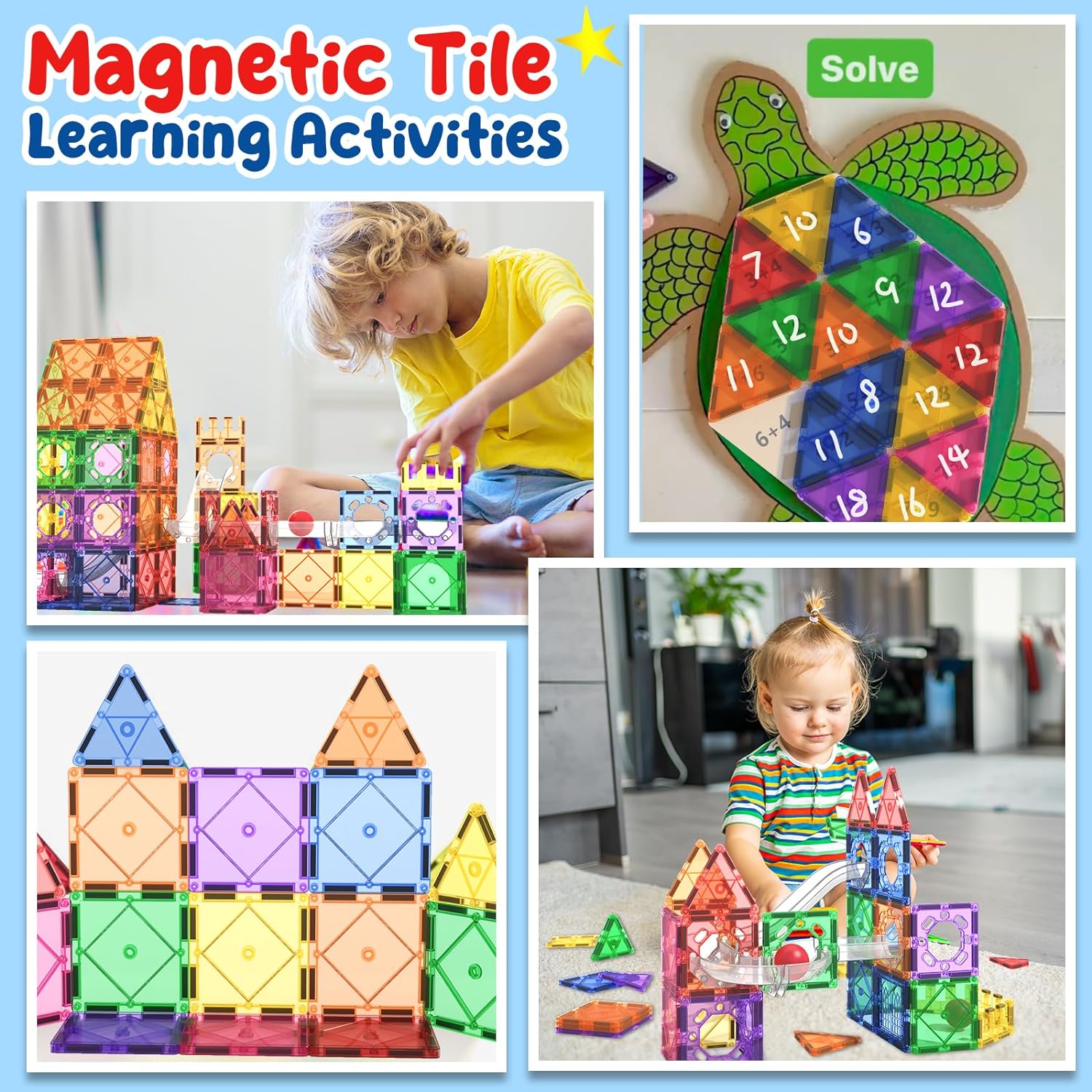 Magworld® Magnetic Tiles Kids Toys Marble Run STEM Magnet Toys for Tod ...
