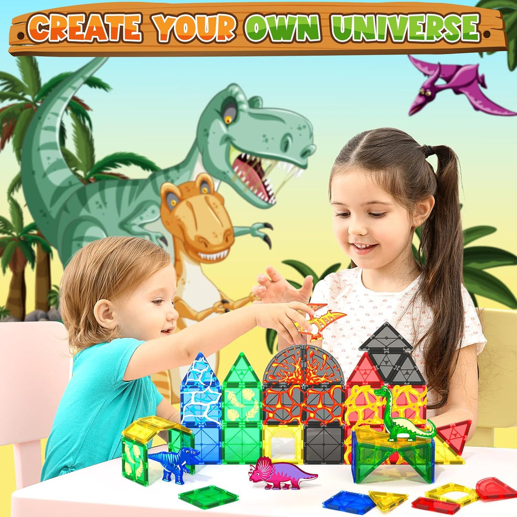 Magworld Dinosaur Toys Magnetic Tiles Lava Dinosaur World Set Magne Soyeeglobal