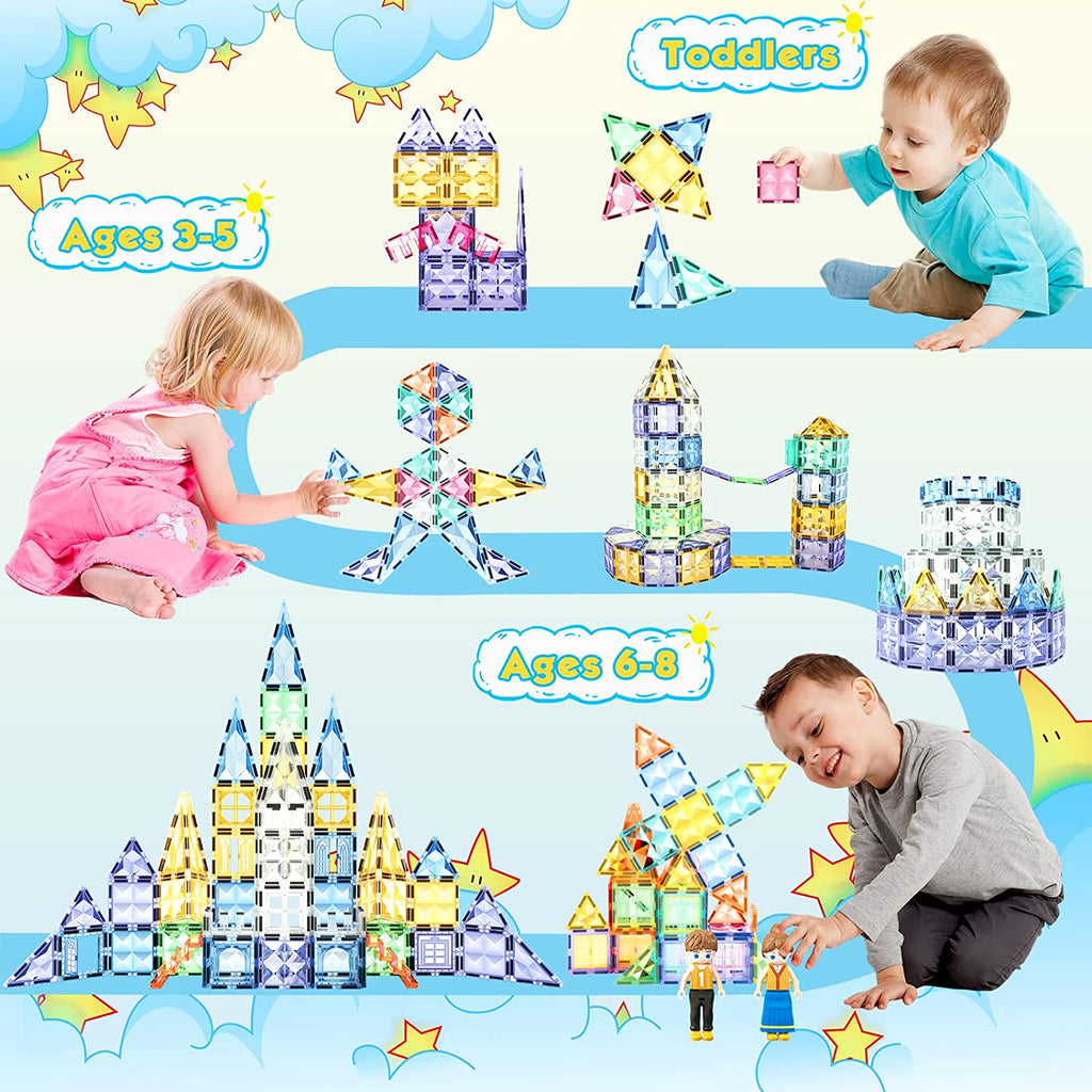 Magnetic Tiles Clear Blue & Purple with Wintry Prints Toys for Ages 3- –  Soyeeglobal