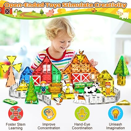 Magnetic Tiles Toys with Farm Animals for 3+ Year Old Toddler