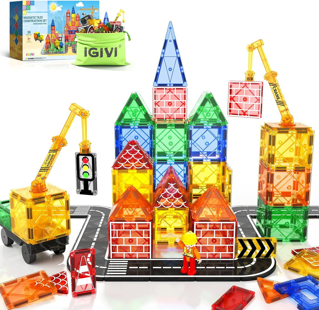 Lot de 102 blocs de construction magnétiques STEM pour garçons et Lot de 102 blocs de construction magnétiques STEM pour garçons et