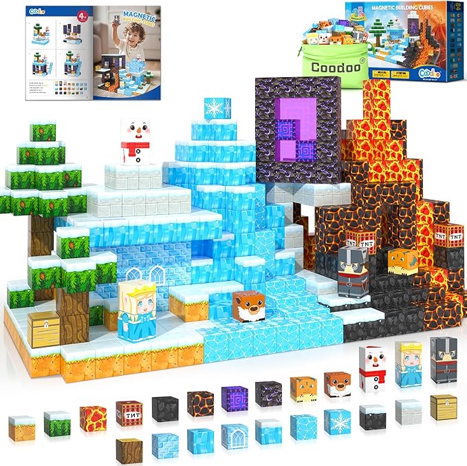 Frozen Toys Magnetic Blocks - Build Mine Magnet World Frozen & Lava Set