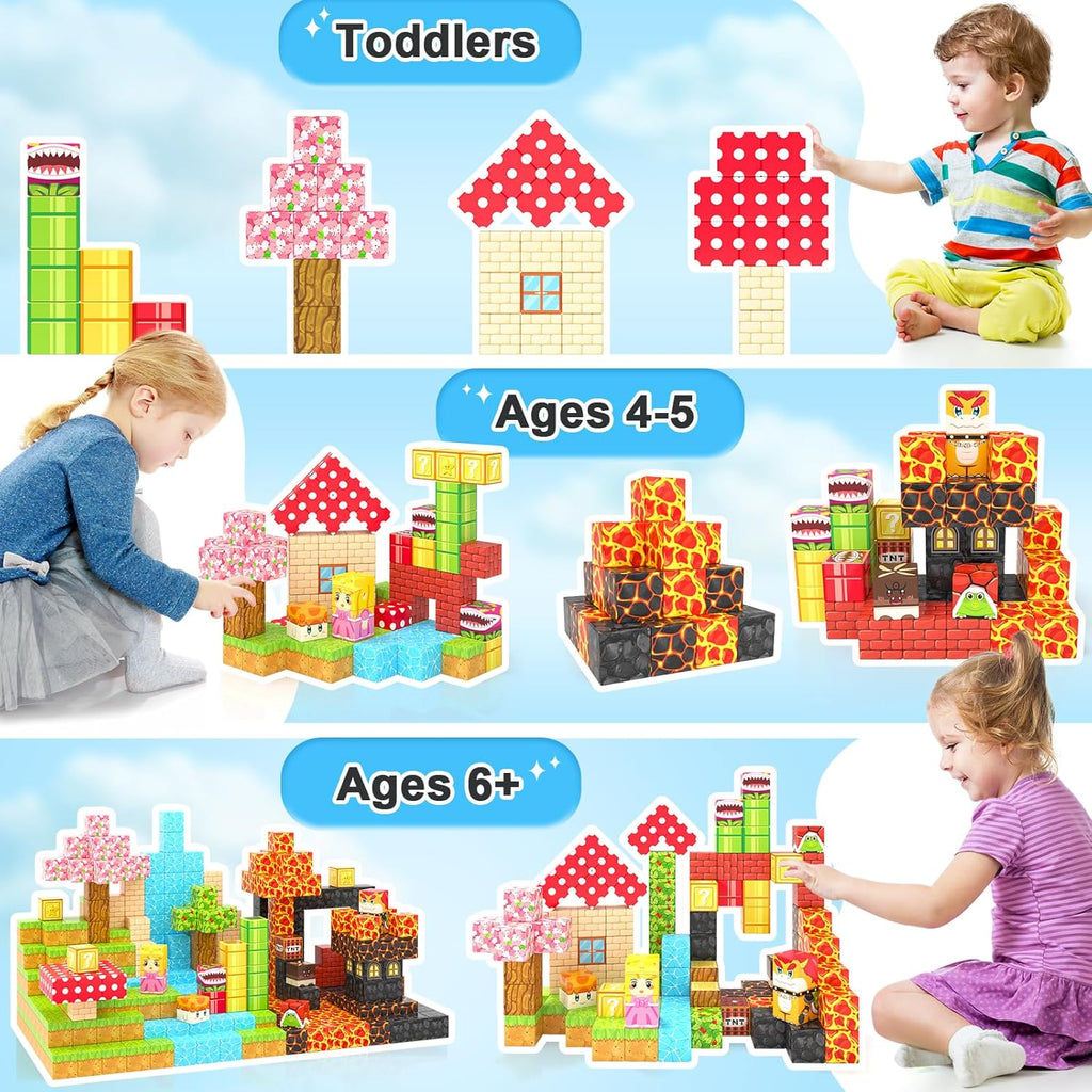 110PCS Magnetic Blocks - Build Mine Magnet World Magic Teleport Pipes ...