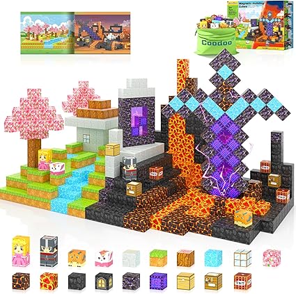 110PCS Magnetic Blocks - Build Mine Magnet World Magic Sword Portal Set, Magnet Kids Toys for Boys & Girls Age 3-5 4-8 5-7, STEM Magnetic Tiles Building Games Sensory Outdoor Toddler Toys