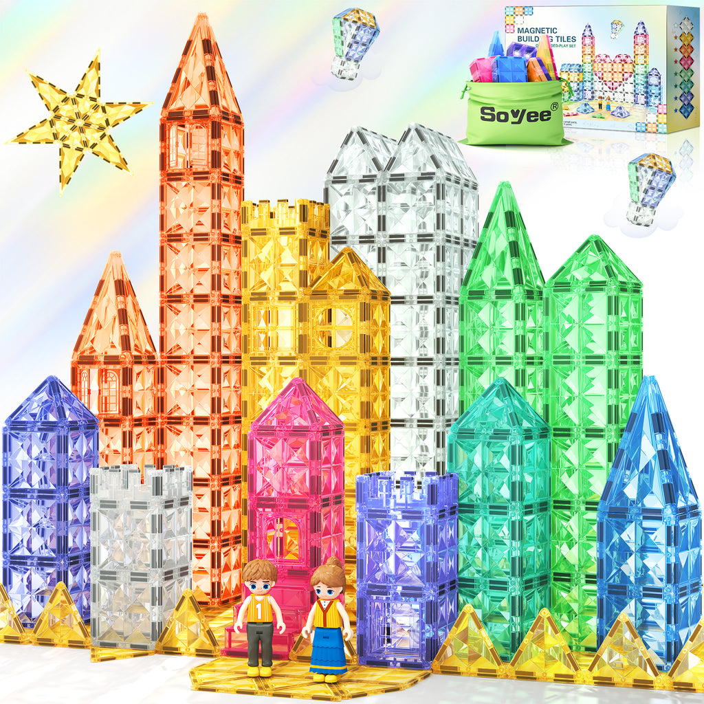 82 Pcs Magnetic Tiles Building Blocks Sensory Montessori Toys