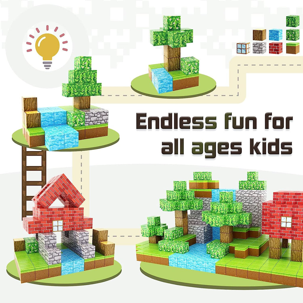 Magnetic Blocks - Build Mine Magnet World Cherry Blossom Set, Magnetic  Tiles Building Blocks Kids Toys STEM Montessori Sensory Toys for Boys &  Girls