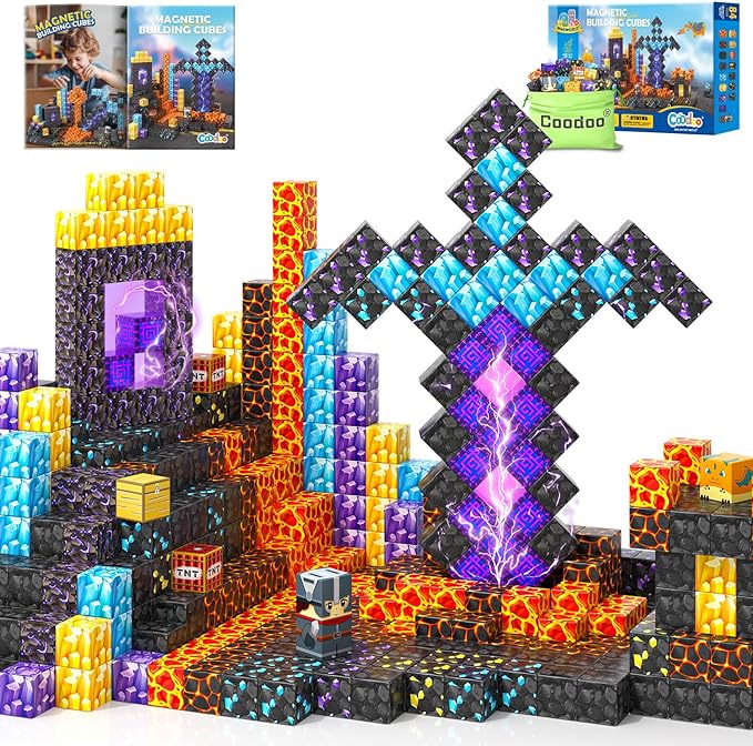 Magnetic Blocks - Build Mine Magnet World Magic Sword Portal Set