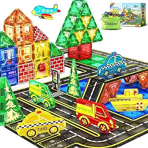 Magnetic Tiles City Road with Cars Kids Toys for Ages 5-7 3-5 4-8