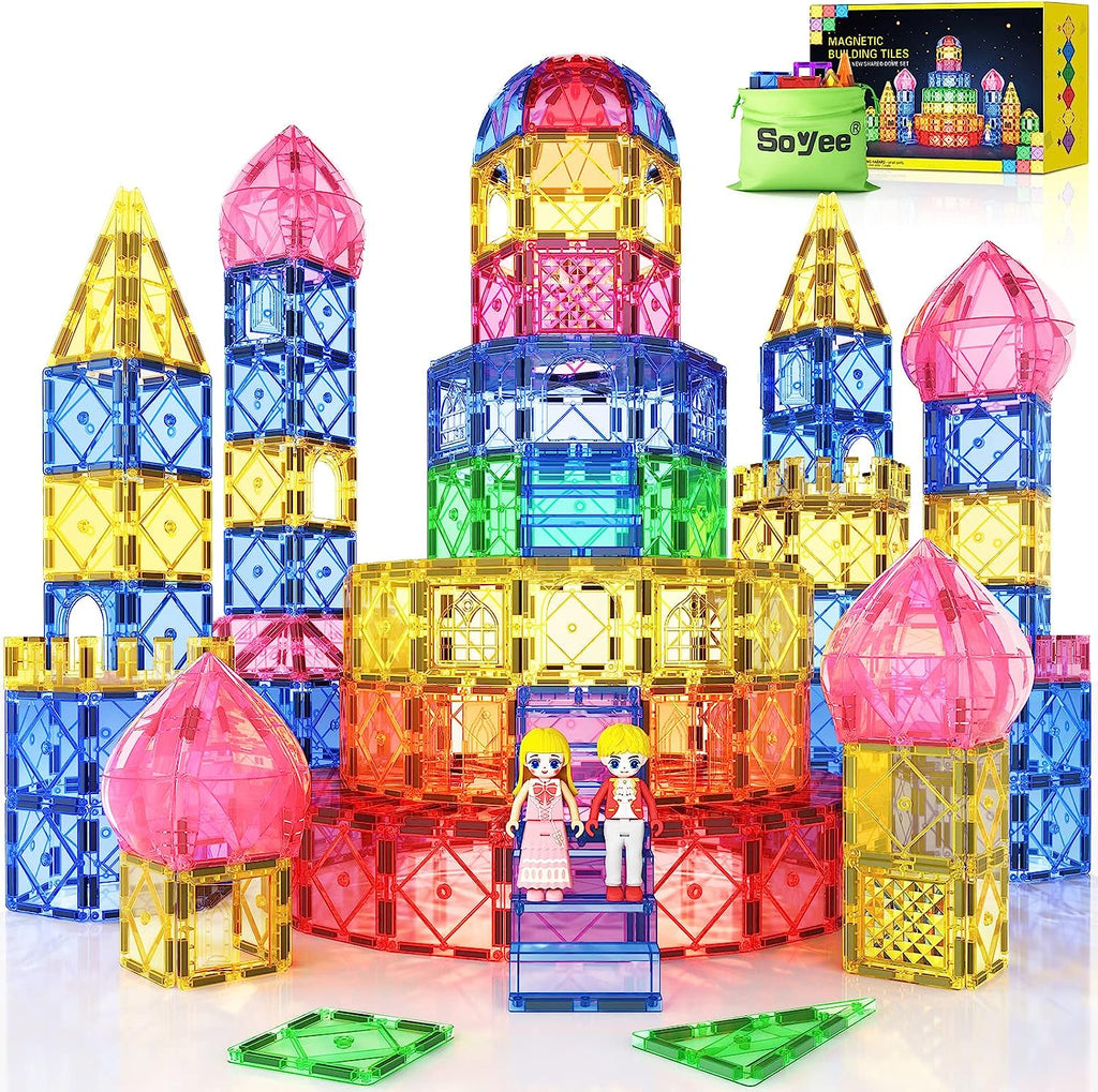 Magnetic Tiles Dome Set Building Toys for 3 Year Old Boys and Girls Challenge Creations with New Shapes Learning Toys Activities Holiday Birthday Gift for 3 4 5 6 Year Old Toddlers Kids