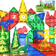Magworld® Dinosaur Toys Magnetic Tiles Building Blocks Kids Toys - Dinosaur World STEM Magnet Toys for Toddlers Creative Construction Play for 3+ Year Old Boys Girls Ideal Preschool Learning Sensory Toys