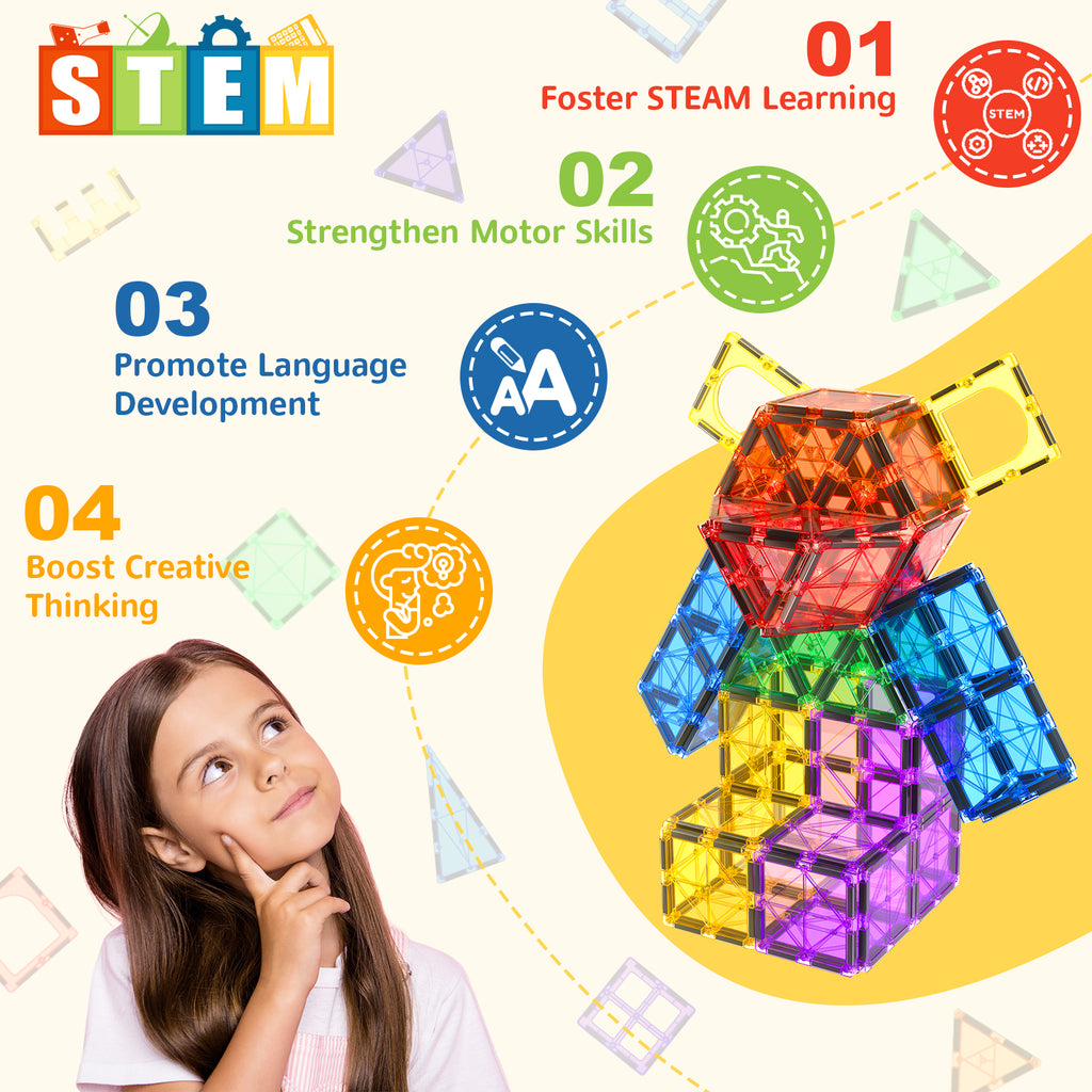 Preschool DIY Construction Educational STEAM Magnetic Tiles selling Building Blocks Toy