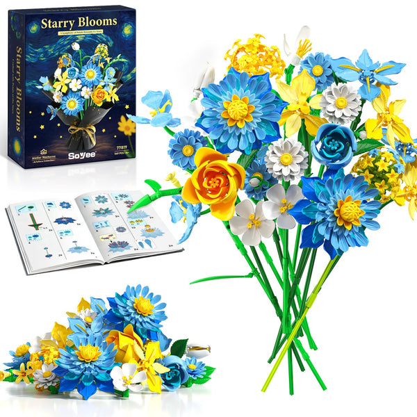 Flowers Building Kit Botanical Collection Compatible with Lego Flowers Set, Gifts for Adult Girls & Women, Home and Office Decor Gift for Christmas Day, Valentines, Birthday