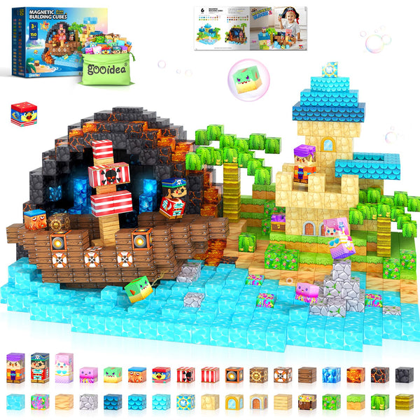 Magnetic Blocks - 150PCS Magnetic Building Blocks Magnet Toys for Kids Age 3-5 4-8 5-7 8-12, Mine Magnet World Construction Craft, Stacking Sensory Toy Christmas Birthday Gifts for Boys Girls