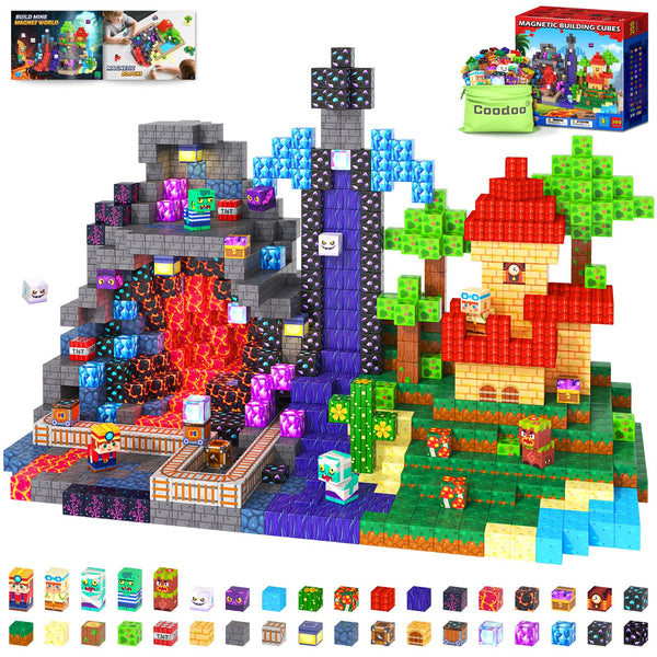 200 PCS Magnetic Blocks (0.8in) - Magnetic Building Blocks Magnet Toy Outdoor Sensory Toddler Toys for Ages 5-7 8-13 3 4 5 6 7 8, Idea Gifts for Boys and Girls Age 3+ Years Old Kids Toys Games