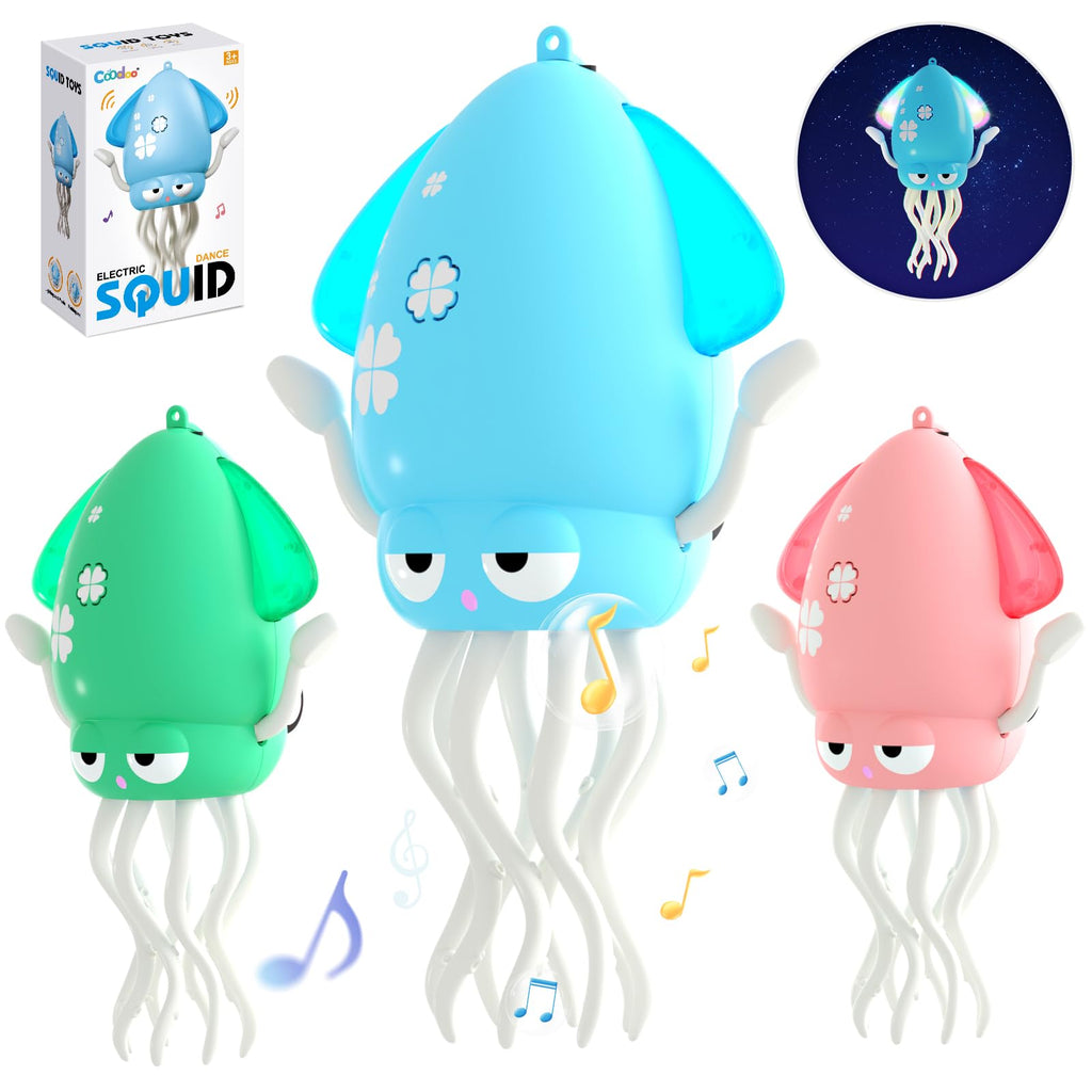Dancing Octopus Toddler Toys, Electric Crawling Octopus Tummy Time Baby Toys, Rechargeable Dancing Music Squid for 1 2 3 4 5 Year Old Kids Boy Girl Birthday Gifts, Funny for Office Desk Decor (Blue)