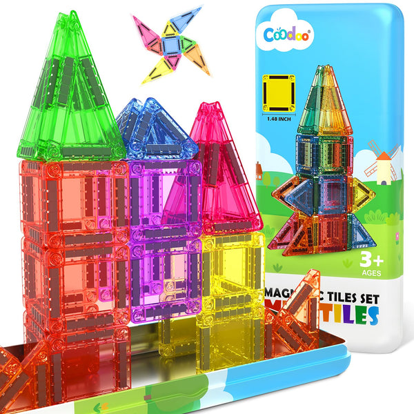 Magnetic Tiles for Kids Ages 4-8 Toddler Toys Magnetic Blocks Building Toy STEM Outdoor Kids Toys Gift for Boys & Girls 3+ Year Old, Pocket-Sized Mini Tiles for Classroom Must Haves