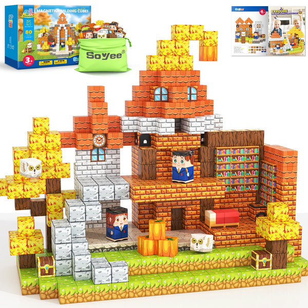 Magnetic Blocks - Build Mine Magnet World Magic World Adventure Set, 1’’ Magnet Cubes Kids Sensory Toys for Kids Age 3-5 5-7 8-12, Building Blocks Gift for 3 4 5 6 7 8 9 10 Year Old Boys & Girls