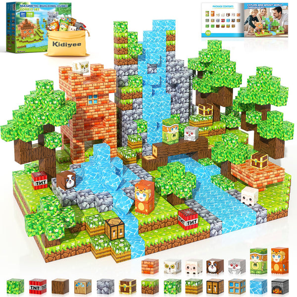 100PCS Magnetic Blocks - Build Mine Magnet World Forest Set, STEM Building Toys for Kids Ages 4-8, Classroom Must Haves Construction Toys, Sensory Toddler Toys Gift for 3+ Year Old Boys & Girls