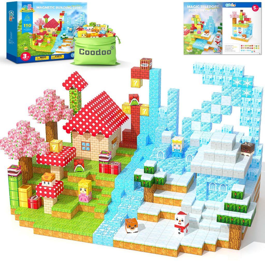110PCS Magnetic Blocks - Build Mine Magnet World Games & Frozen Toys Set, Magnetic Tiles Building Outdoor Toys for Boys Girls 3+, Classroom Must Haves Toddler Sensory Toys for Kids 3 5 7, Kids Gifts