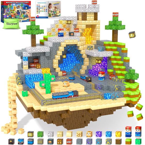 Soyee 150 PCS Magnetic Blocks: Magnet Building Toys for Kids Ages 4-8, STEM Sensory Building Cubes for Toddlers, Build Mine Magnet World Set for 3-12 Boy Girl Years Old Birthday
