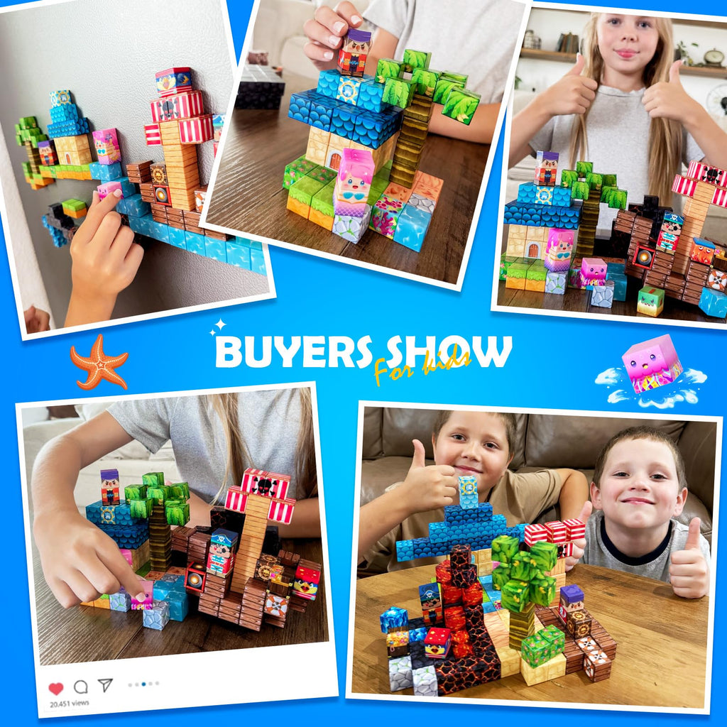 Magnetic Blocks - 150PCS Magnetic Building Blocks Magnet Toys for Kids ...