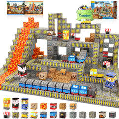 Magnetic Blocks - Build Mine Magnet World® Mine Train Track Set, Magnetic Building Blocks Toddler Toys STEM Sensory Outdoor Toys for 3+ Year Old Boys & Girls, Kids Toys for Ages 4-6 6-8 5-7
