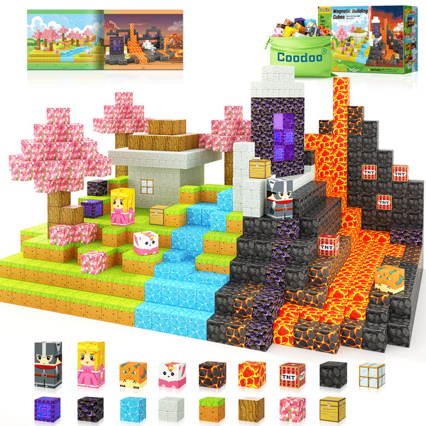 Magnetic Blocks - Build Mine Magnet World Magic Portal Set, Magnetic Tiles Building Blocks Toddler Toys STEM Sensory Outdoor Toys for 3+ Year Old Boys & Girls, Creative Kids Games Kids Toys