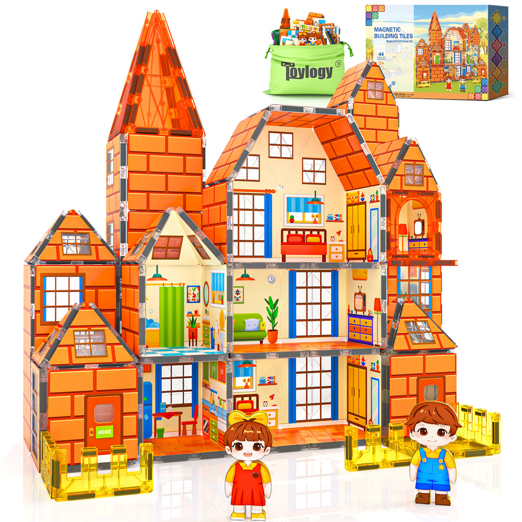 Magnetic Tiles-Doll House with Magnets for Kids Playhouse Edition Double Sided, Kids Toys Magnetic Blocks for Boys & Girls Age 3-4 4-5 6-8, Stem Sensory Toys for Classroom Must Haves Building Toys